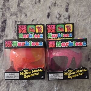 Set Of 2 NeeDoh Marbleez Squeeze Balls - Pink & Orange
